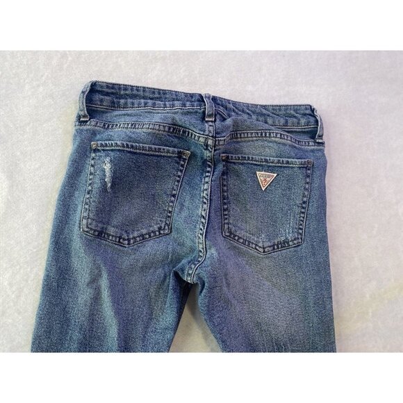 Guess Los Angeles Sexy Curvy Distressed Skinny raw hem ankle Size 27 Low Rise - Picture 12 of 15
